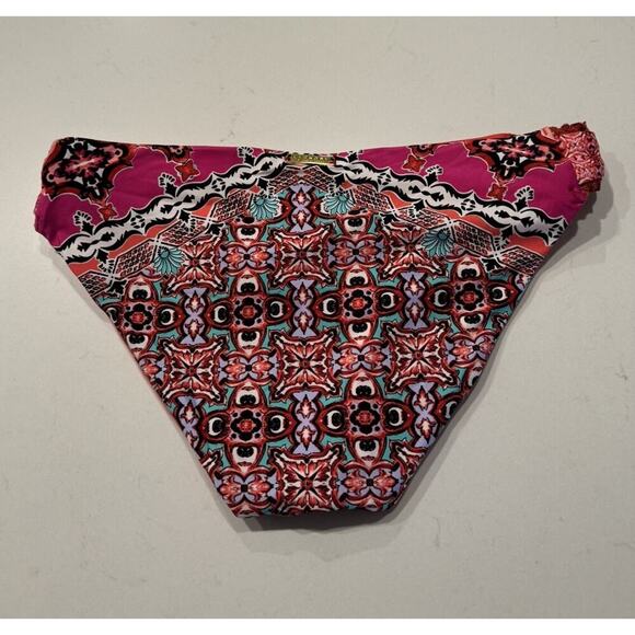 NEW Laundry By Shelli Segal Medium Colorful Bikini Bottom Crochet Trim Print - Picture 2 of 9
